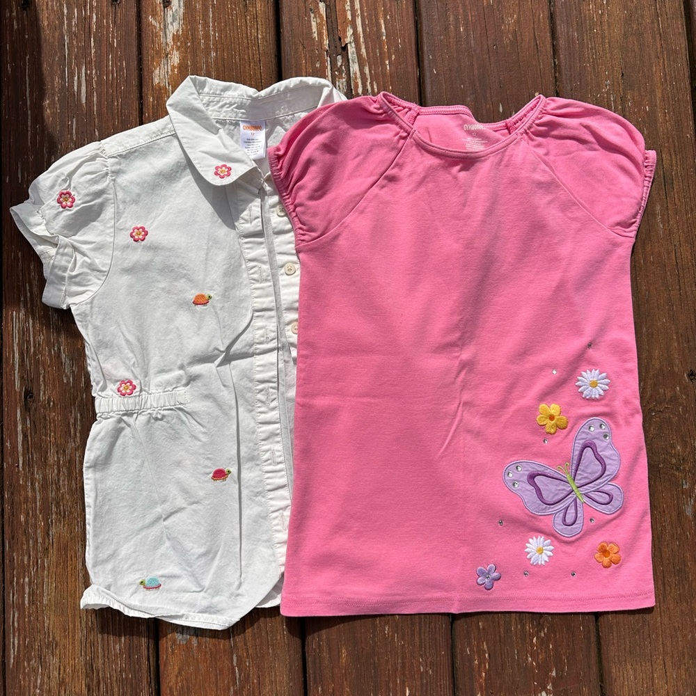 Gymboree White and Pink shirts, sold as a pair.